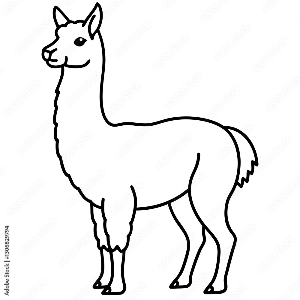Elegant Llama One-Line Drawing in Vector Elegant Llama One-Line Drawing in Vector