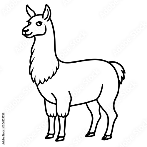 Elegant Llama One-Line Drawing in Vector