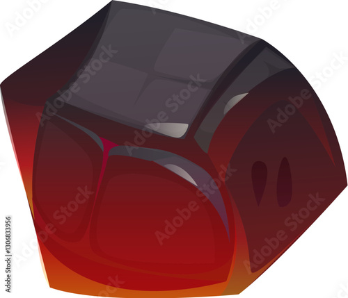Barbecue burn hot ember cartoon charcoal one piece. Firewood fuel, fireplace or bonfire fiery coal isolated vector piece. Barbecue burning charcoal piece or BBQ grill burnt ember charcoal