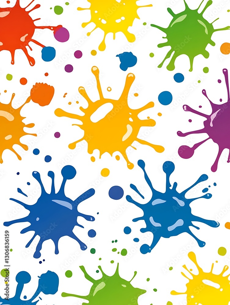 Colorful paint splashes background, vivid spectrum of artistic expressions Colorful paint splashes background, vivid spectrum of artistic expressions