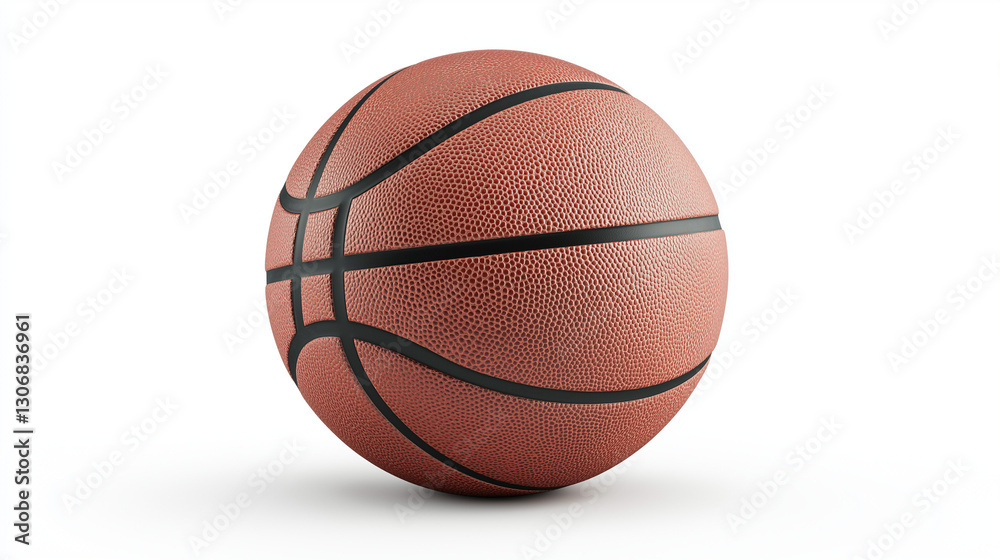 Fototapeta premium Professional Basketball Close-Up, isolated, Full Depth of Field, Leather Texture, and Training Equipment, basketball, sports ball, isolated basketball, white background, clipping path, professional 