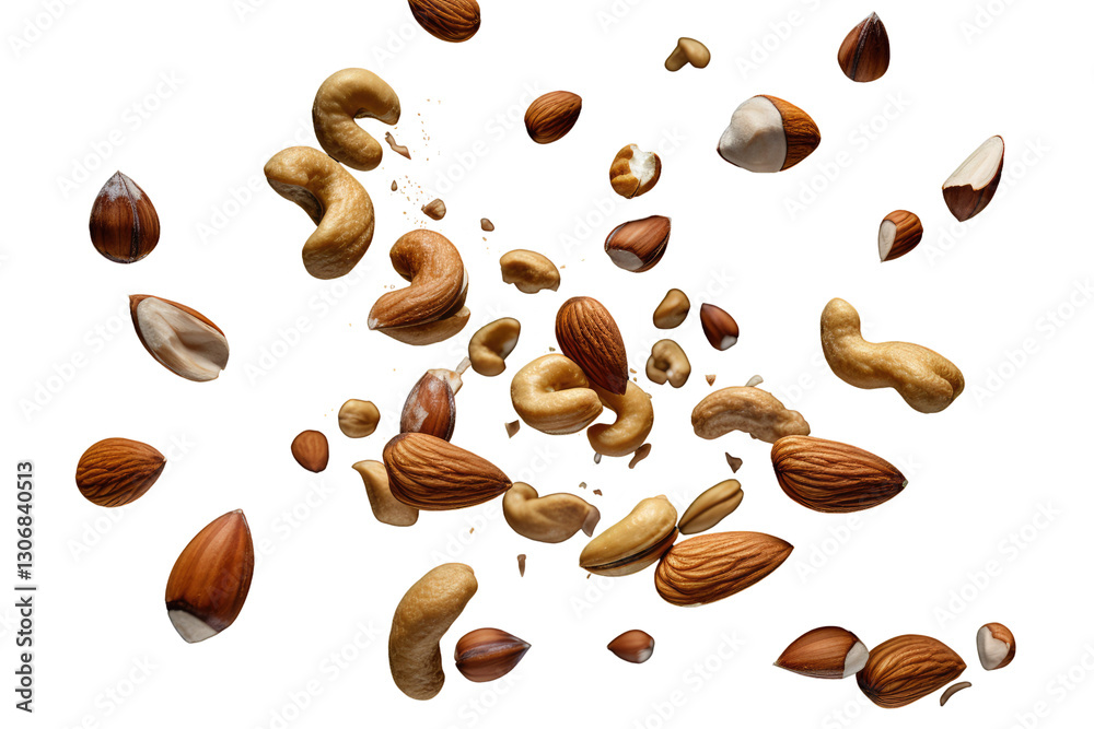 Obraz premium mixed nuts including almonds on transparent background