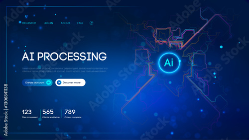 Ai automation and process optimization. Business Ai data mining concept. Machine learning and data analysis technology background.