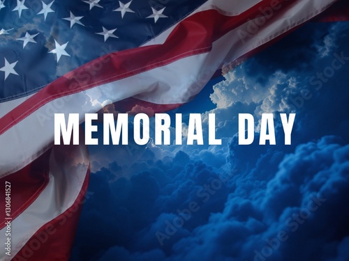Memorial Day Banner with Dark Blue Patriotic Background
