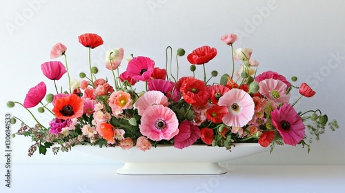 Lush, vibrant pink and red Iceland poppies arranged elegantly for a fresh and energetic floral display