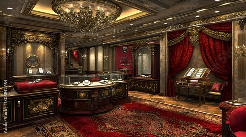 Luxurious antique jewelry store interior