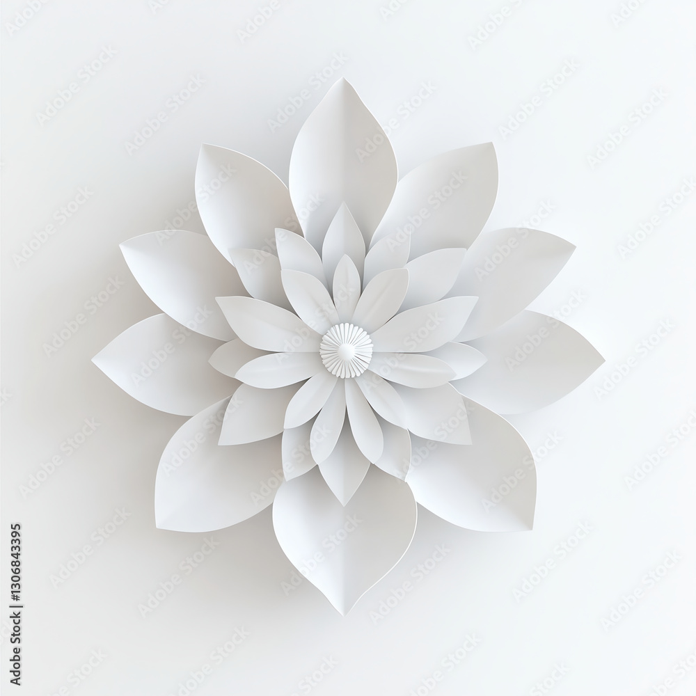 Fototapeta premium Elegant White Paper Flower Design with Detailed Petals on Minimalistic Background