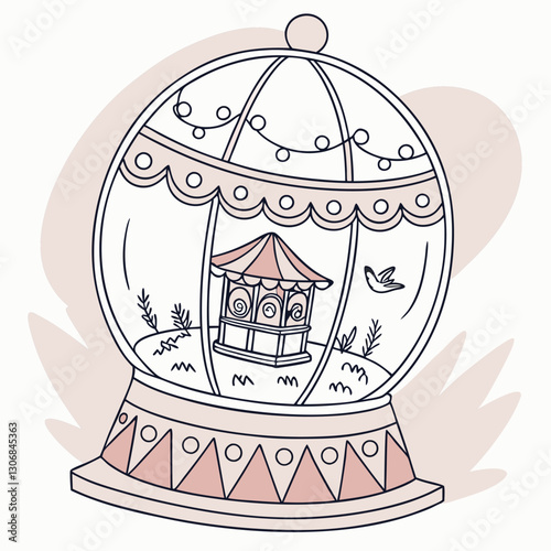 vector illustration of a bird in a cage