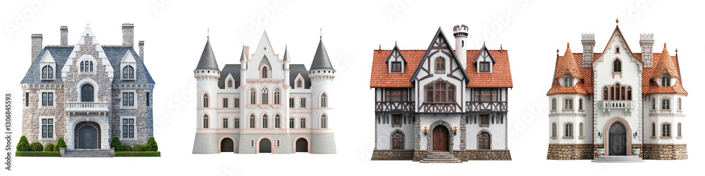 Majestic Gothic Castles and Historic Architectural Facades Across Europe  Showcasing the grandiose stately