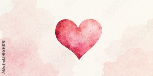 A Delicate Watercolor Heart on a Soft, Pastel Background, Perfect for Romance and Valentine's Day Designs