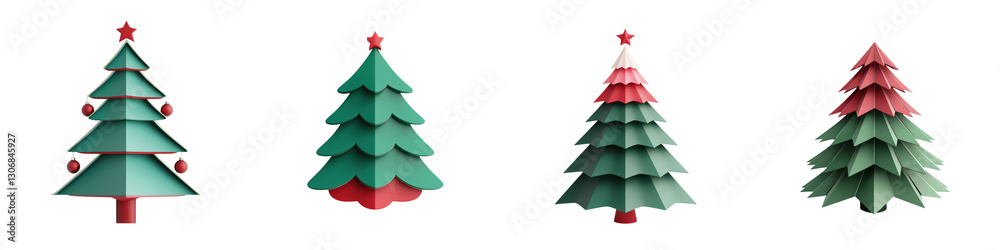 Minimalist Origami Paper Christmas Trees in Various Geometric Shapes and Designs Abstract Festive Holiday Elements Minimalist Origami Paper Christmas Trees in Various Geometric Shapes and Designs Abstract Festive Holiday Elements