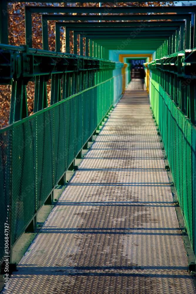 Obraz premium metal bridge over the rail tracks
