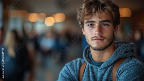 portrait of male college student at campus looking at camera