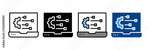 Laptop Icon Set Multiple Style Collection
