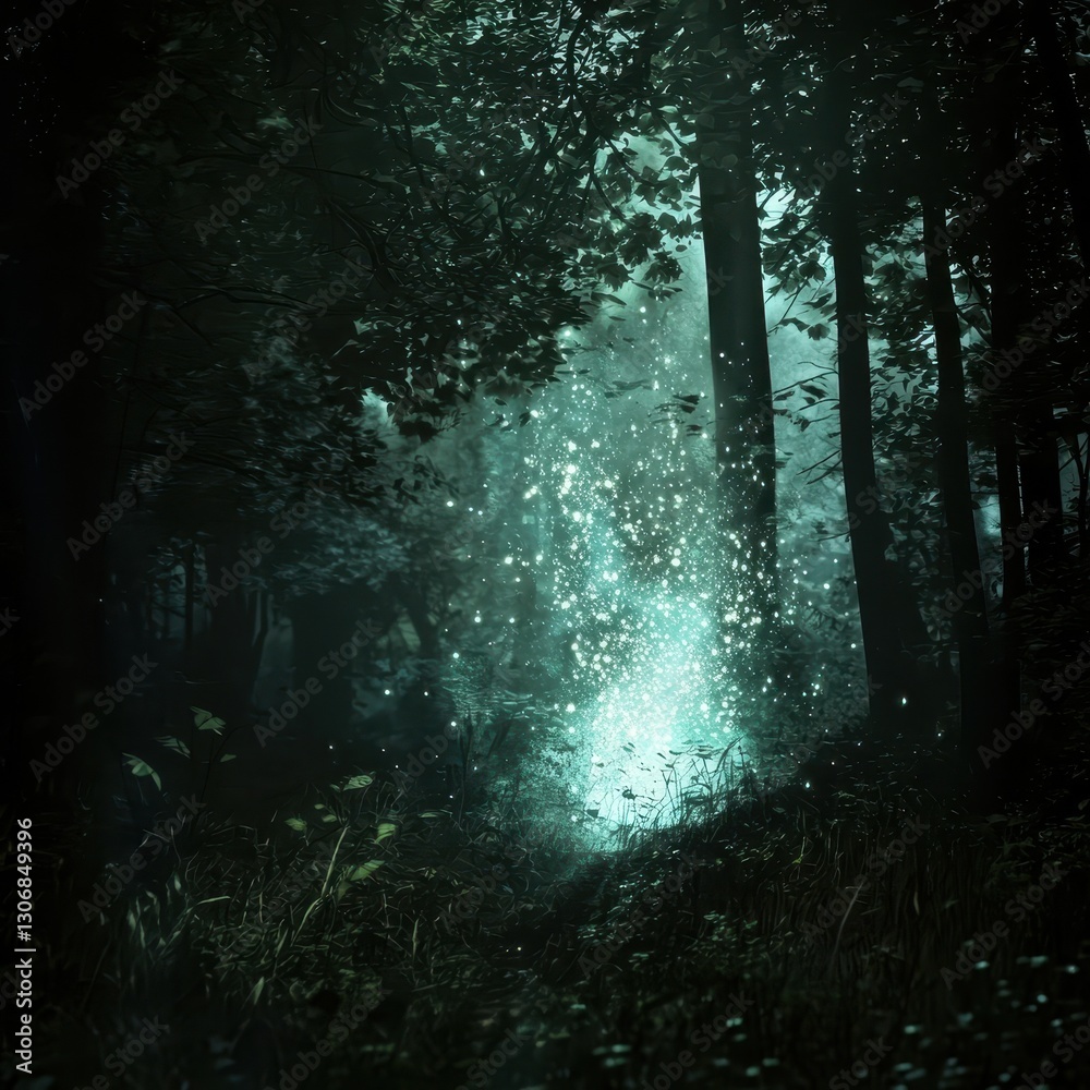 Fototapeta premium Mystical Forest with Enchanted Light and Dreamy Atmosphere in Nature