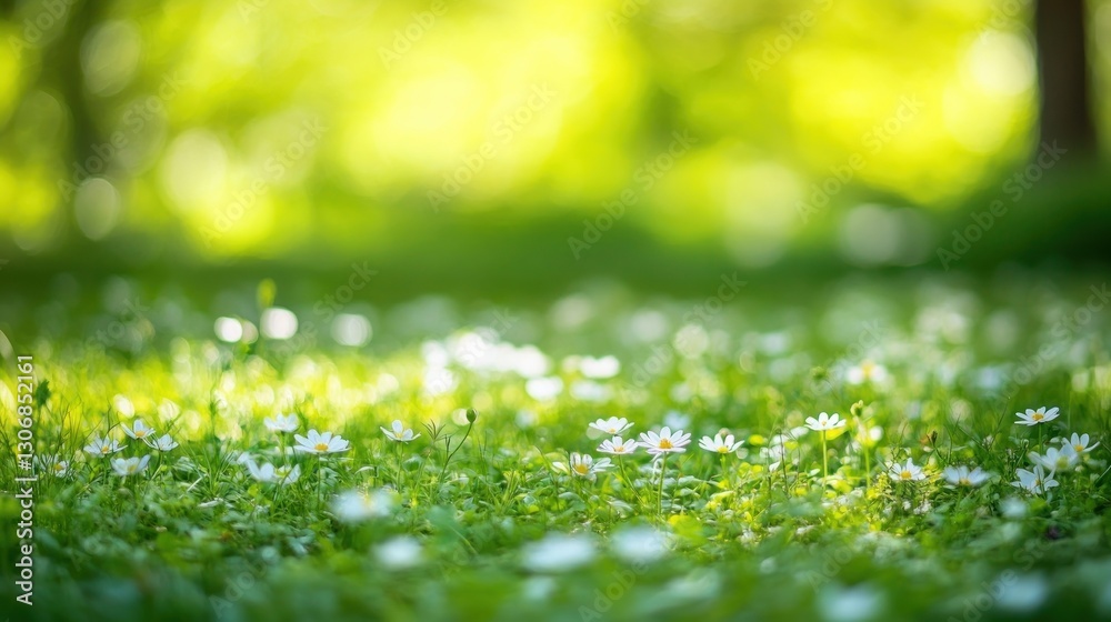 Fototapeta premium Lush green grass nature outdoors spring.