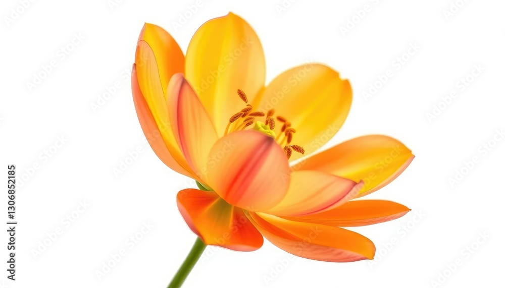 Fototapeta premium A single vibrant bloom, petals fully opened, against pure white, isolated, summer