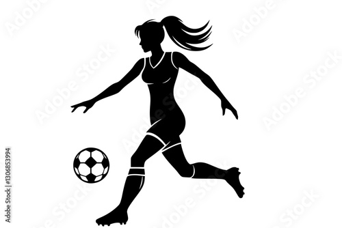 Generative AI: Female Soccer Player Silhouette
