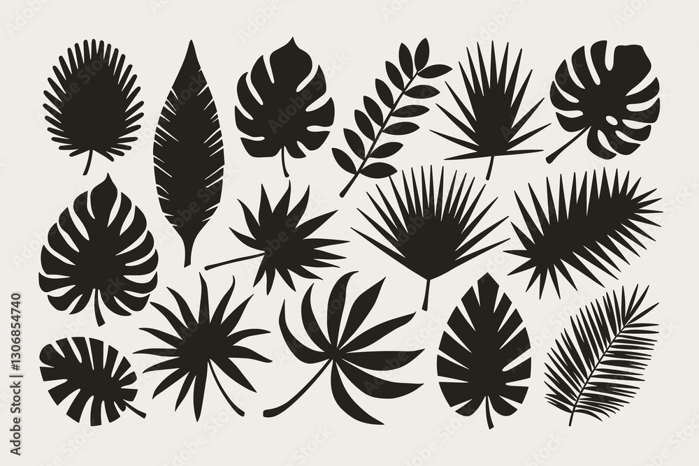Fototapeta premium Tropical Leaves Silhouettes