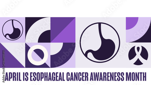 April is Esophageal Cancer Awareness Month. Template for background, banner, card, poster with text. Vector EPS10 illustration.