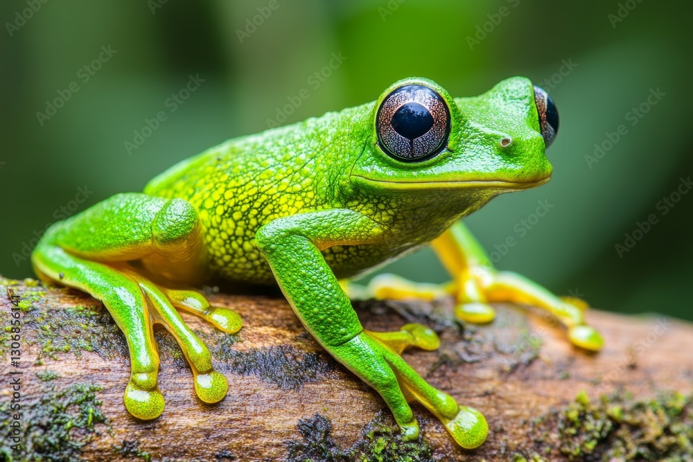 Obraz premium A mossy frog blending perfectly into a tree branch, its camouflage nearly flawless