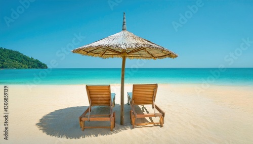 Wallpaper Mural : Tropical beach chaise lounge umbrella summer vacation: Tropical beach chaise lounge umbrella summer vacation Torontodigital.ca