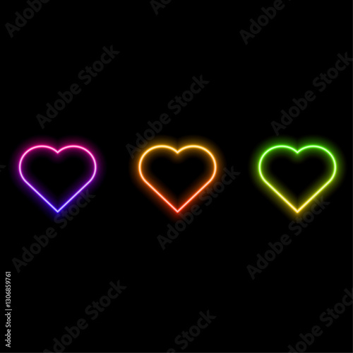 Modern futuristic empty stage. Reflective dark room with bright neon heart shape and cloud.