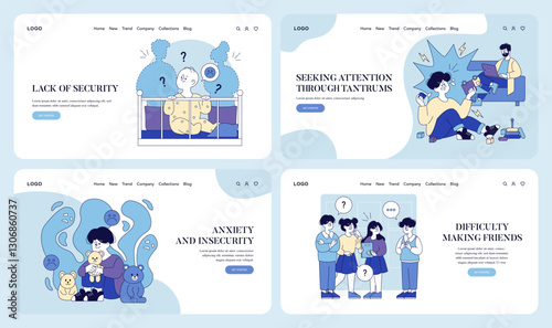 Negletful Parenting Style. Flat Vector Illustration