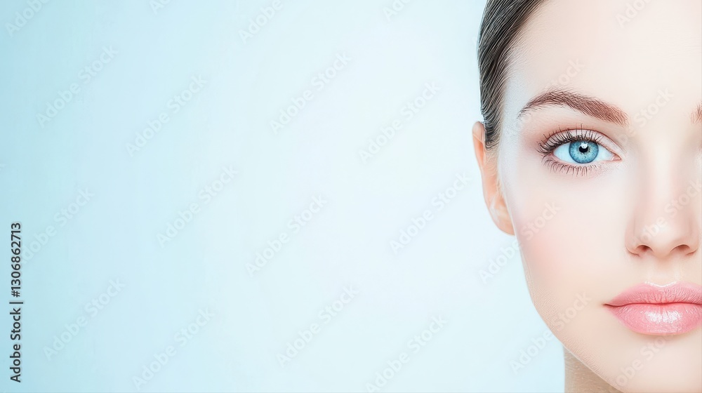 Fototapeta premium A woman with a stunning blue eye showcasing the impact of cosmetic surgery and personal enhancement financing