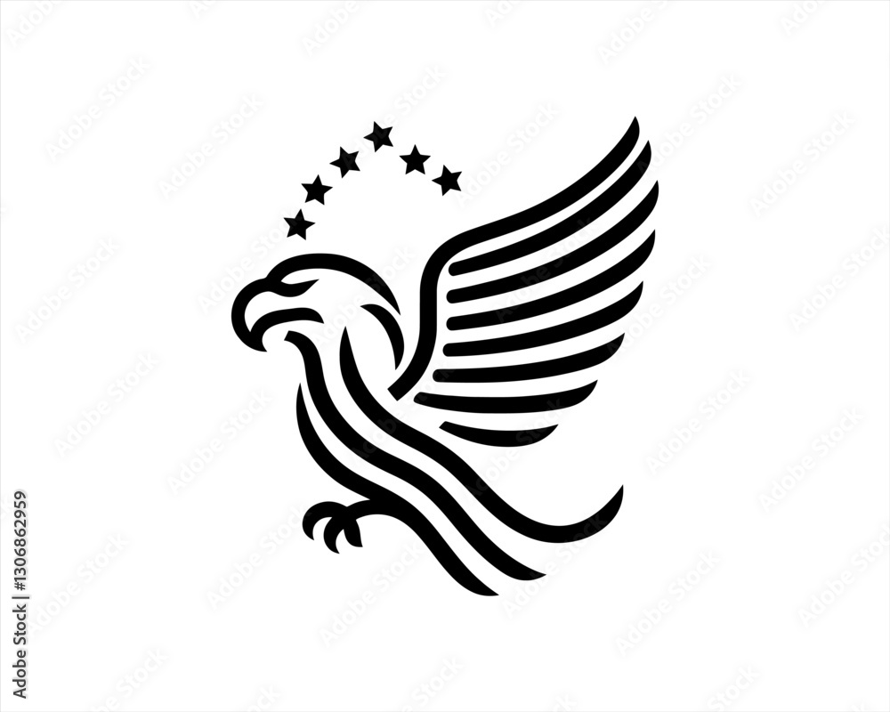 Fototapeta premium American Eagle logo design icon symbol vector illustration. Silhouette eagle bird icon vector template 