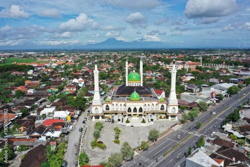 Aerial view of Baiturrahman Sukoharjo Grand Mosque. It is the largest mosque in Southeast Asia. Solo - Indonesia photo