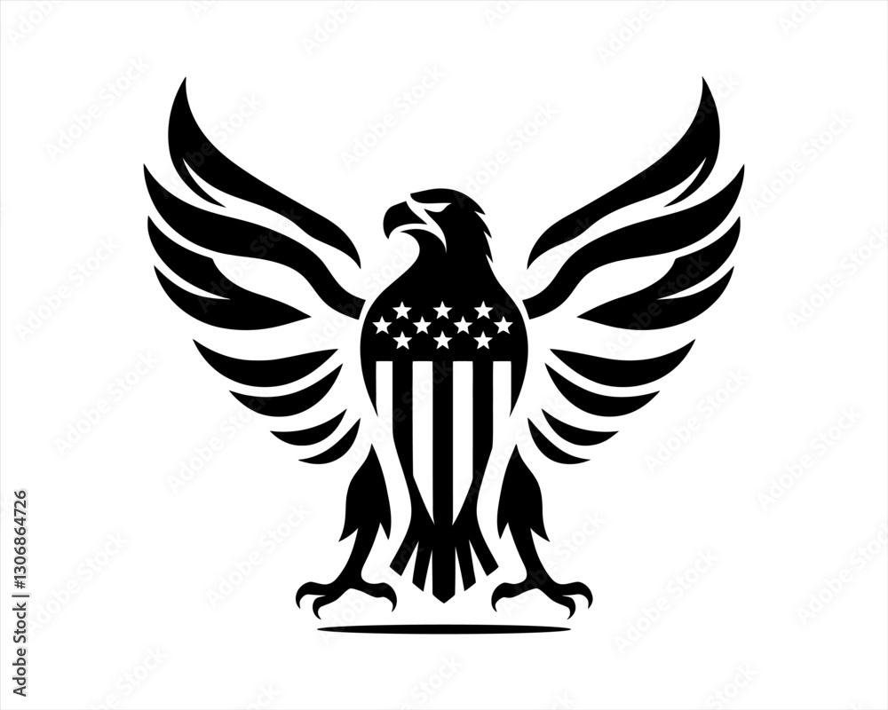 Fototapeta premium American Eagle logo design icon symbol vector illustration. Silhouette eagle bird icon vector template 