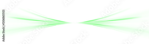 Neon speed lines vector background. Futuristic motion blur effect in green. Abstract glowing road lights. Cyberpunk technology design. Fast light streaks. Digital flow. Vector illustration. PNG.