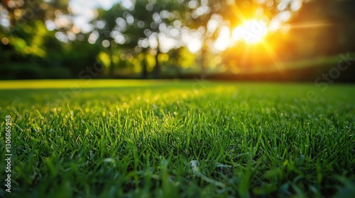 Bright sunny day highlighting the lush green grass in nature