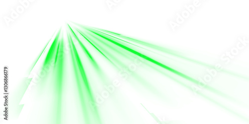 Neon road lights vector background. Speed motion effect in glowing green tones. Futuristic technology-inspired streaks. Sci-fi digital energy lines. Cyber light flow. Vector illustration. PNG.