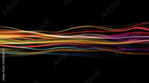 A burst of laser beams of varying colors cutting across a dark space, leaving ample room for copy or text overlay.