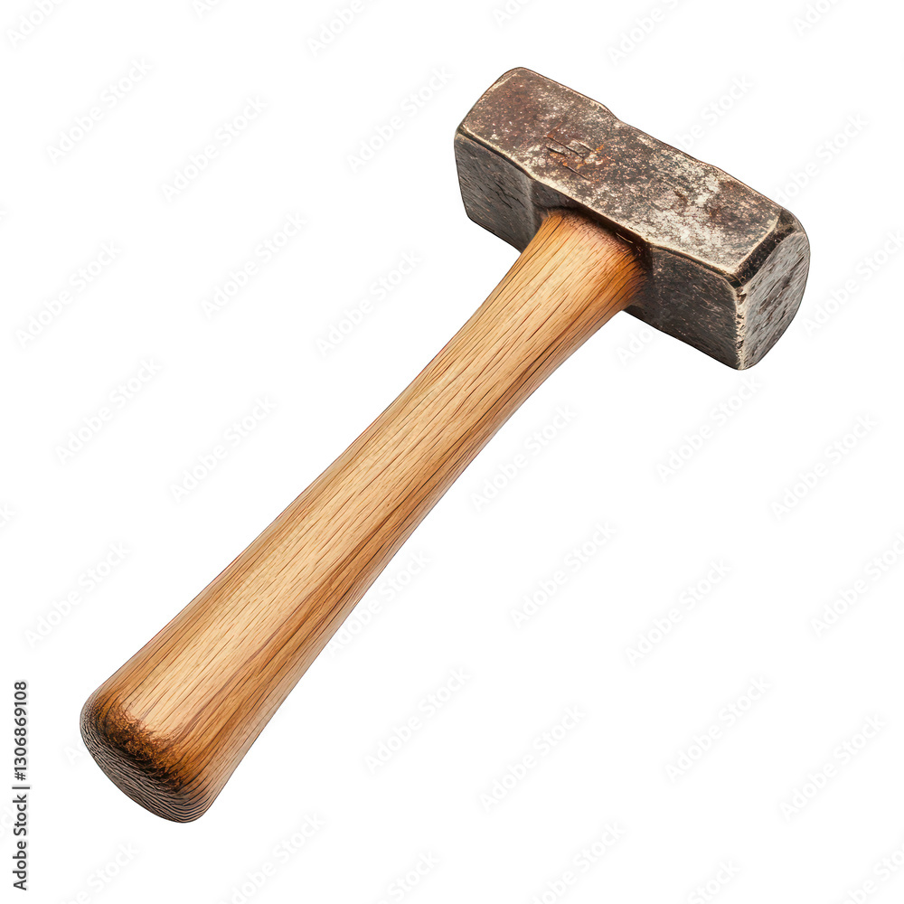 A classic wooden hammer, isolated on white background . A classic wooden hammer, isolated on white background .
