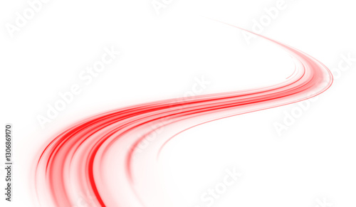 Flowing Red Light Wave in an Abstract Design, Representing Swiftness, Passion, and the Graceful Dynamics of Energy in Motion