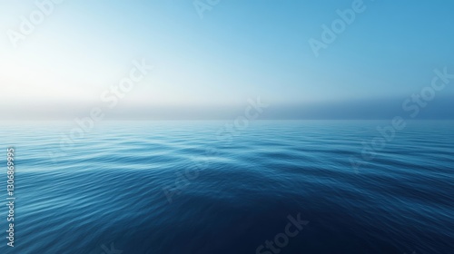 The image is of a calm ocean with a clear blue sky above it
