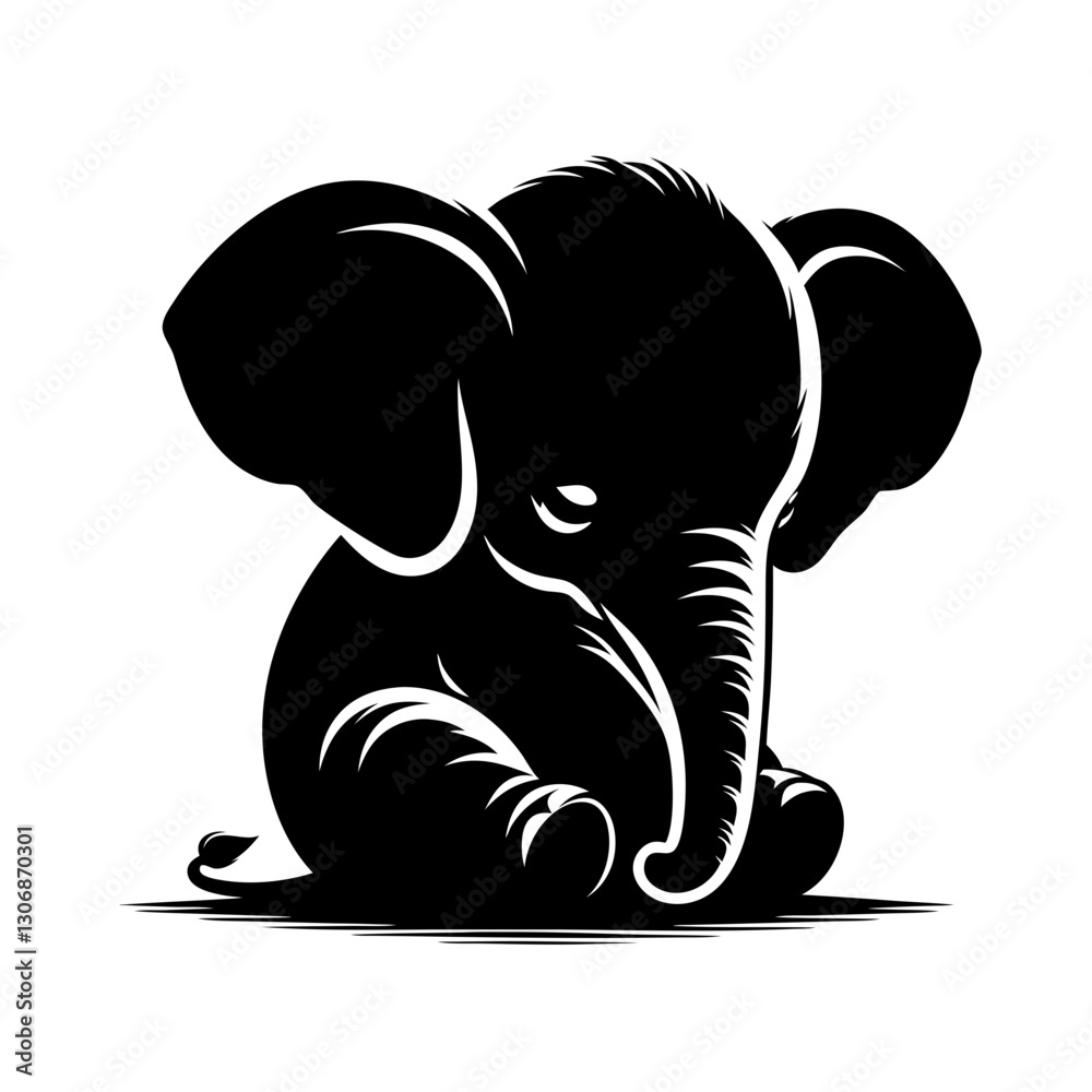 Fototapeta premium Elephant baby siting position sad
