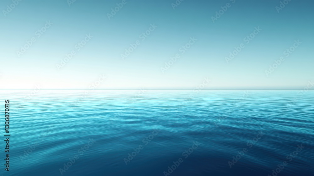 Obraz premium The image is of a calm ocean with a clear blue sky above it