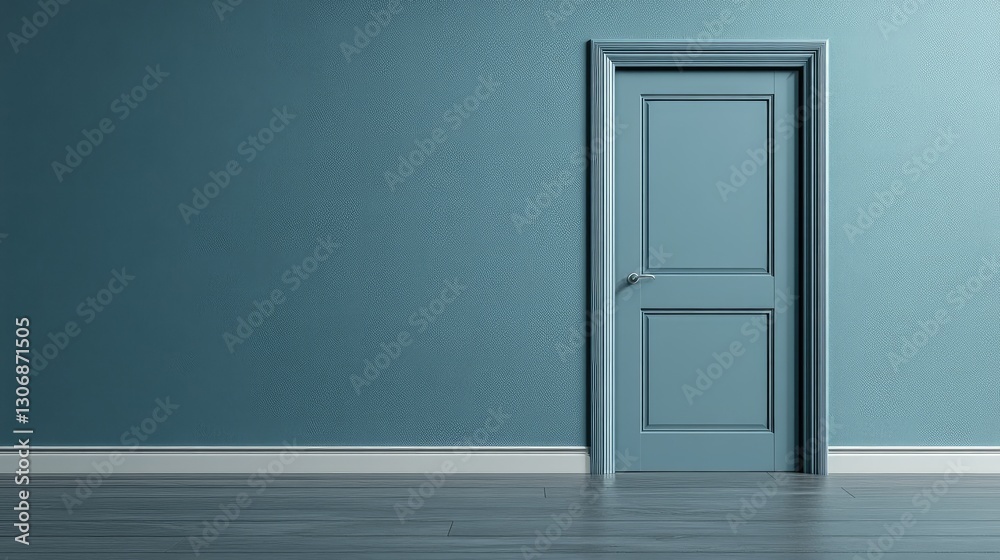 A door installation scene with a freshly installed door frame and ample blank space for copy or text. A door installation scene with a freshly installed door frame and ample blank space for copy or text.