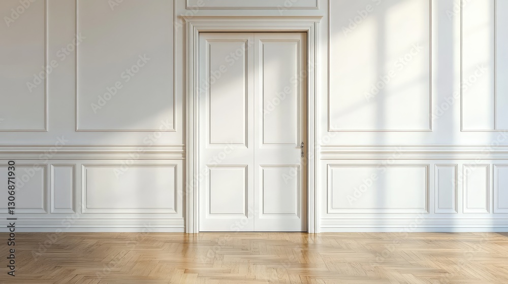 Fototapeta premium A freshly installed door with a smooth, clean frame and plenty of room around it for adding copy or design.