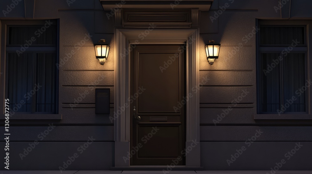 Fototapeta premium A new door installation with a neatly placed frame and an empty surface area for text placement.