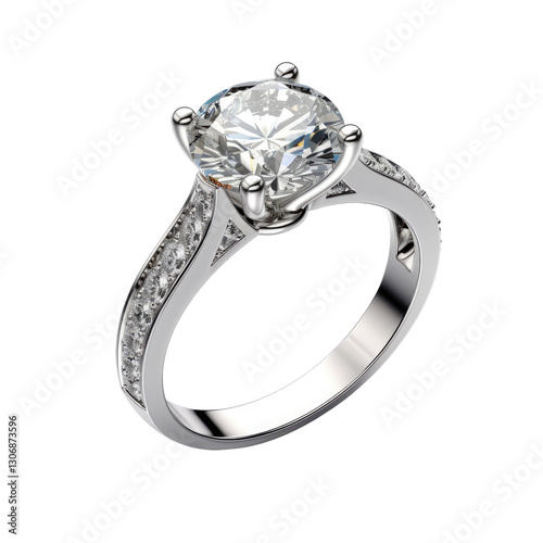 diamond engagement ring on transparent background photo