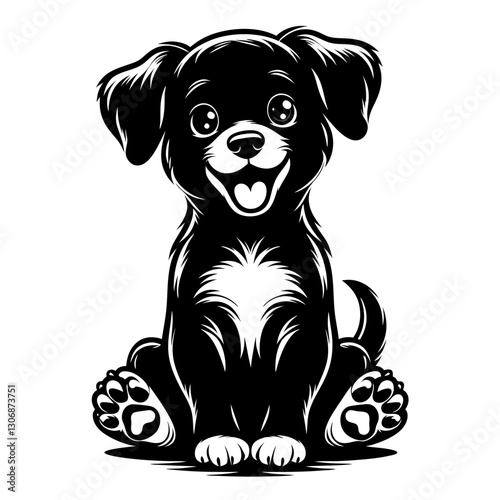 Joyful Puppy black color vector 