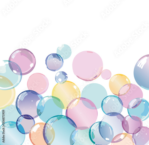 Group of light colors flying bubbles