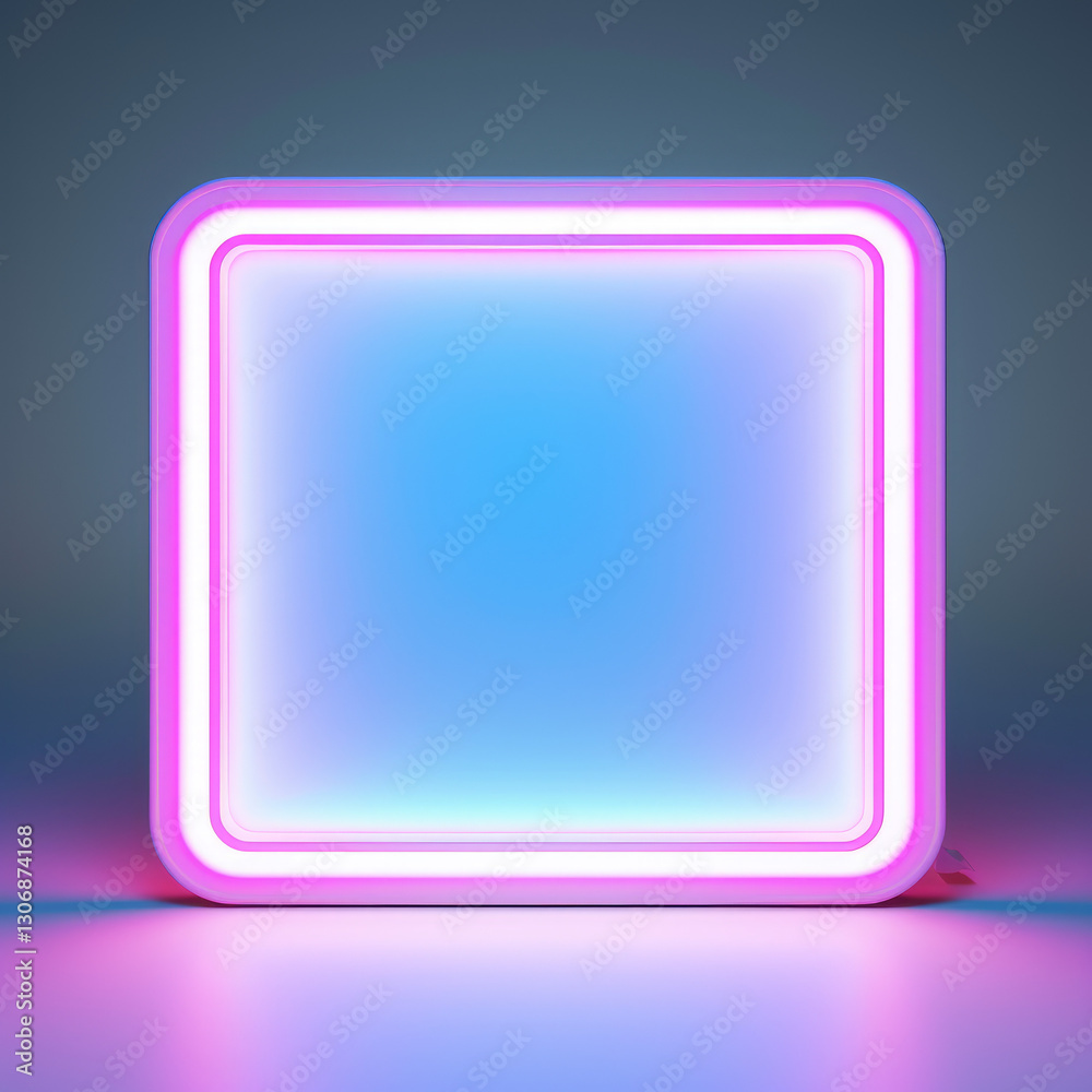 square rectangle picture frame with blue neon light. Illuminate frame design. square rectangle picture frame with blue neon light. Illuminate frame design.