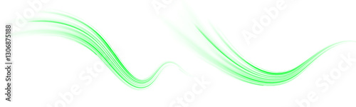 Wallpaper Mural Abstract futuristic neon light trails. Green glowing speed lines on a dark background. Digital technology motion effect. High-speed energy flow. Cyber-inspired design. Vector illustration. PNG. Torontodigital.ca