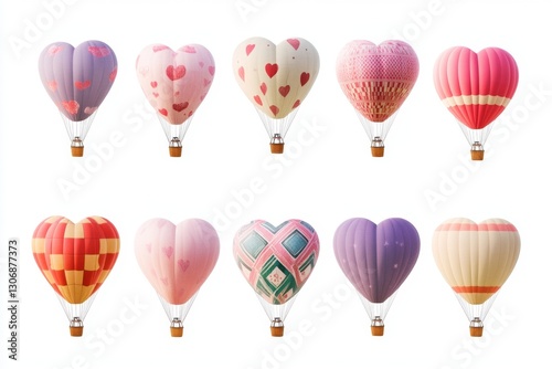 Heart-Shaped Hot Air Balloons in Various Designs
